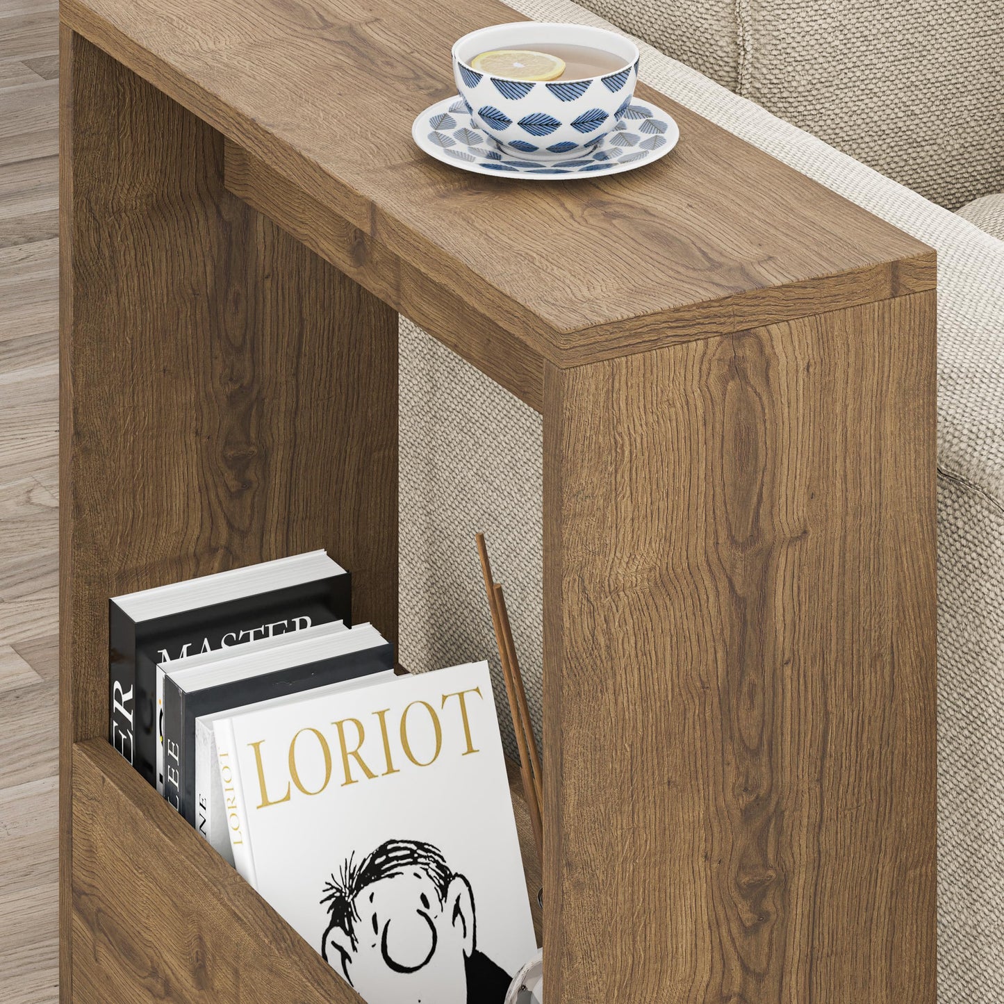 Modern Side Table with Magazine Rack - Multiple Colors Available
